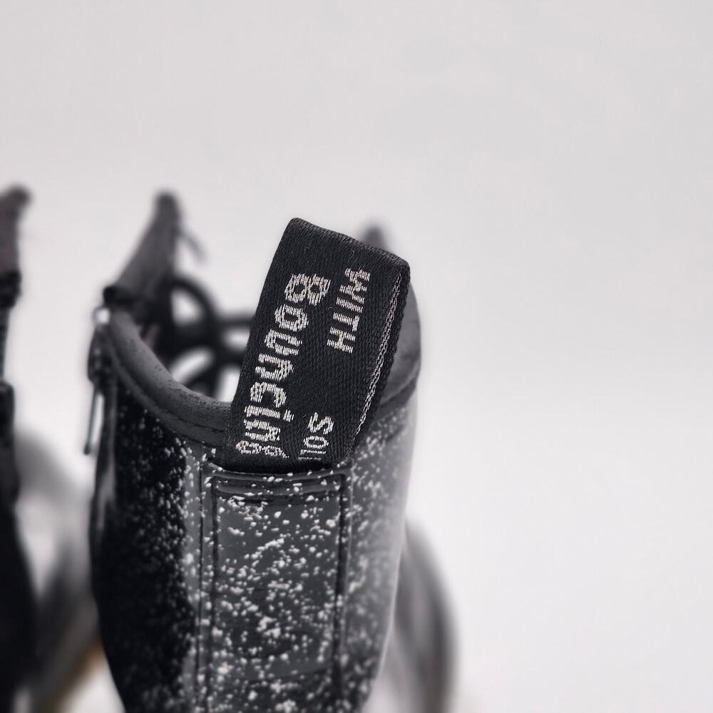 Dr. Martens Black Glitter Rubber Lace Up Girls 2 Emo Gothic S0065 - Picture 6 of 9